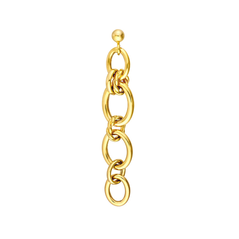 AFJ Gold Collection - Polished Oval Link Dangle Earrings, Yellow Gold