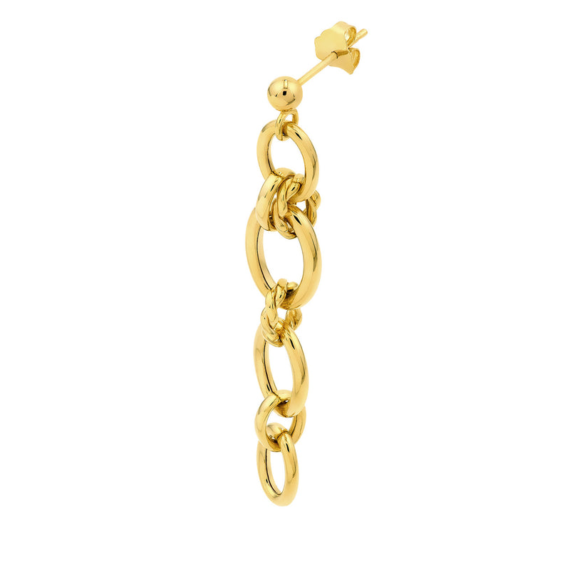 AFJ Gold Collection - Polished Oval Link Dangle Earrings, Yellow Gold