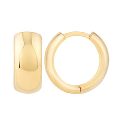 AFJ Gold Collection - Polished Wide Huggie Earrings, Yellow Gold