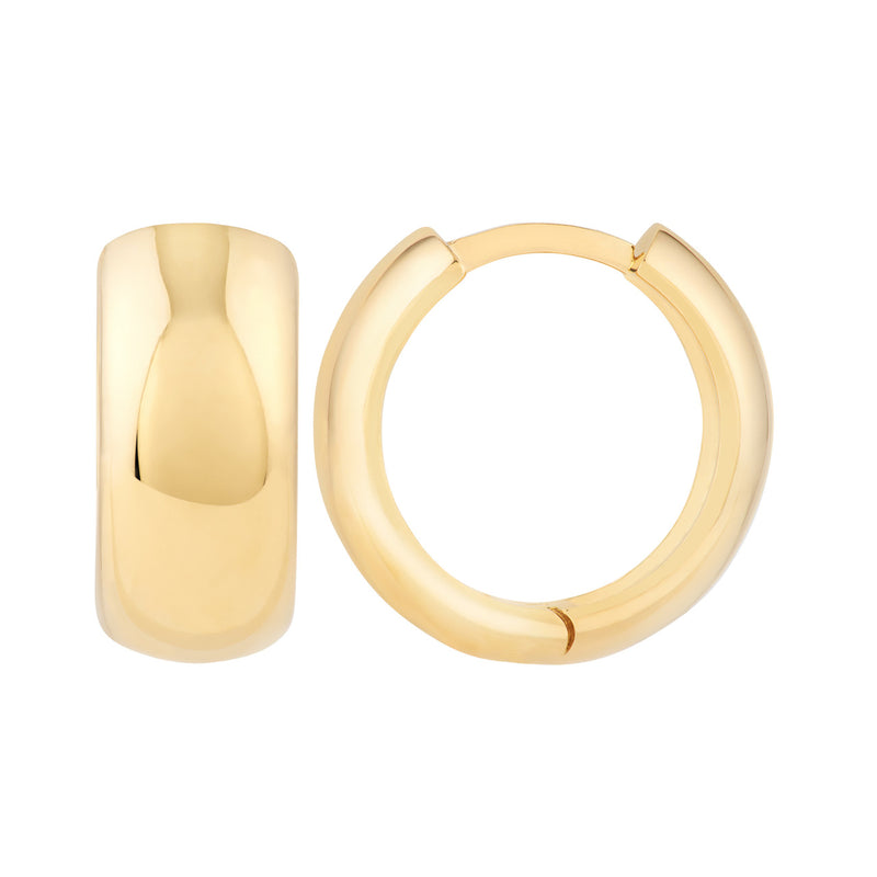 AFJ Gold Collection - Polished Wide Huggie Earrings, Yellow Gold