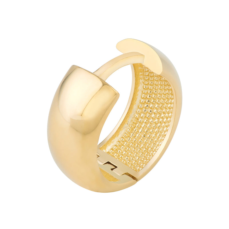 AFJ Gold Collection - Polished Wide Huggie Earrings, Yellow Gold