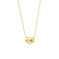 AFJ Gold Collection - Puff Heart Necklace, Yellow Gold