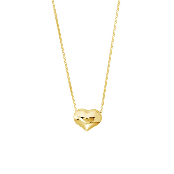 AFJ Gold Collection - Puff Heart Necklace, Yellow Gold