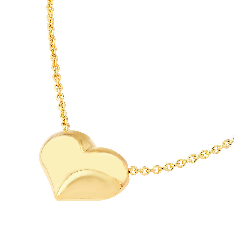 AFJ Gold Collection - Puff Heart Necklace, Yellow Gold