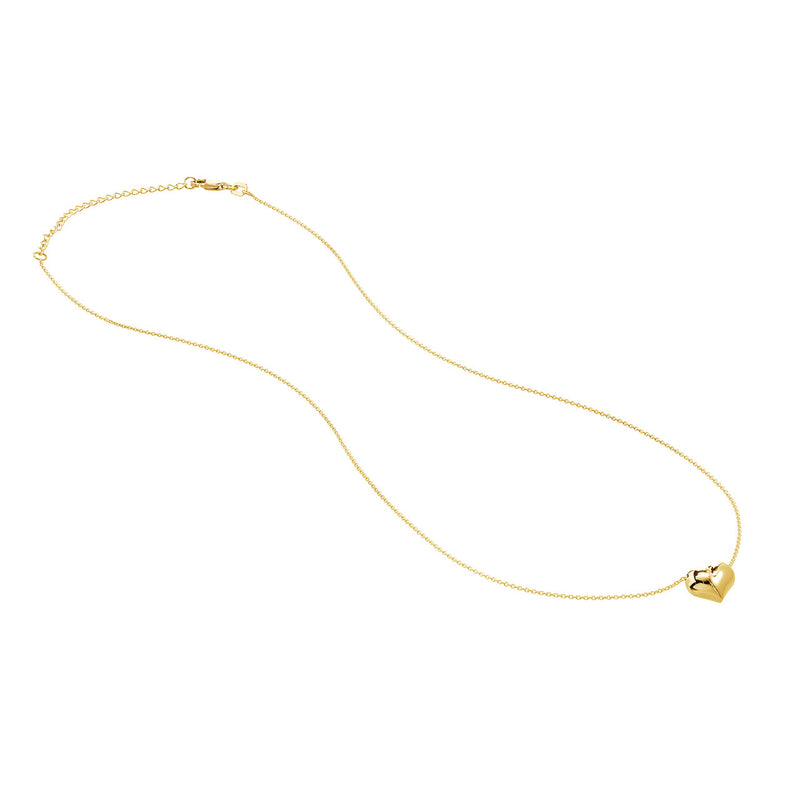 AFJ Gold Collection - Puff Heart Necklace, Yellow Gold