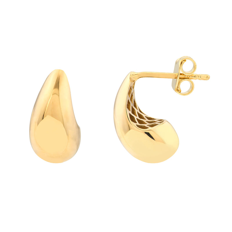 AFJ Gold Collection - Small Teardrop Dome Earrings, Yellow Gold