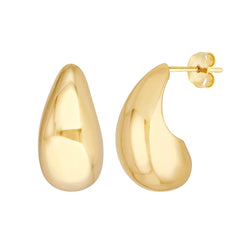 AFJ Gold Collection - Teardrop Dome Earrings, Yellow Gold