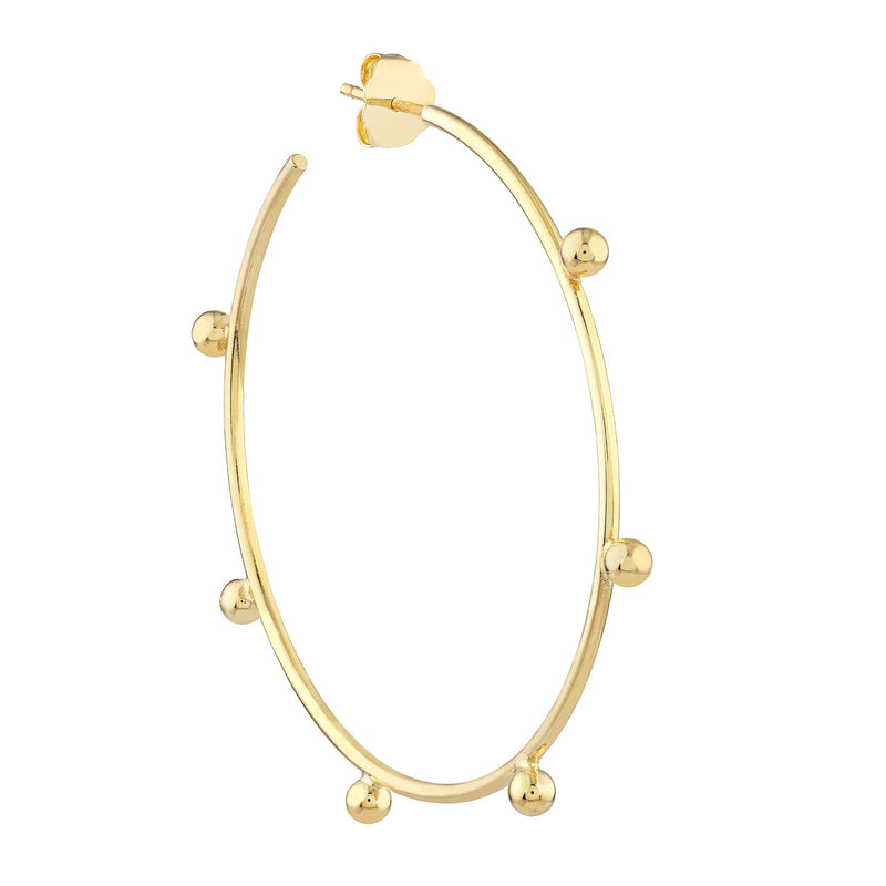 AFJ Gold Collection - Medium Round Beaded Hoop Earrings, Yellow Gold