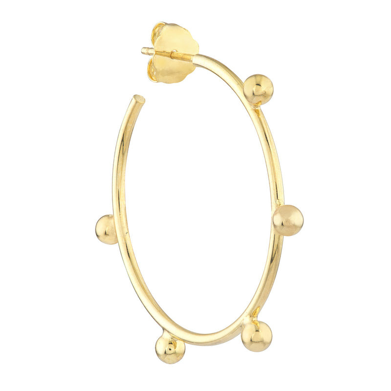 AFJ Gold Collection - Round Beaded Hoop Earrings, Yellow Gold