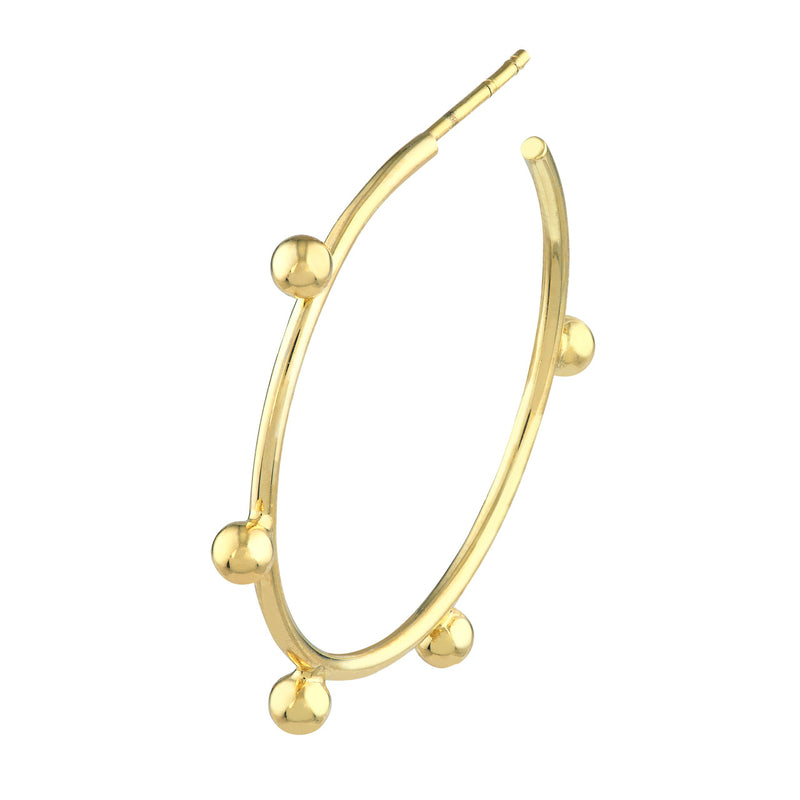 AFJ Gold Collection - Round Beaded Hoop Earrings, Yellow Gold