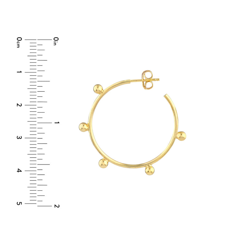 AFJ Gold Collection - Round Beaded Hoop Earrings, Yellow Gold