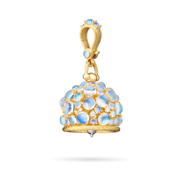 Paul Morelli  - Moonstone Meditation Bell With Diamonds, 18k Yellow Gold