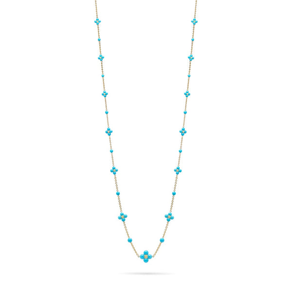 Paul Morelli  - Sequence - 36" Turquoise Necklace, 18k Yellow Gold