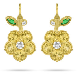 Paul Morelli - Wild Child Drop Earrings with Diamonds and Yellow Sapphires and Tsavorite, 18k Yellow Gold