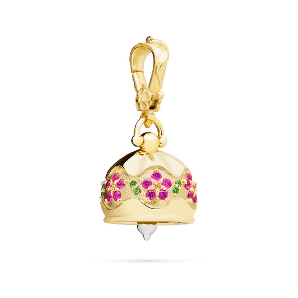 Paul Morelli  - Blossom Meditation Bell with Sapphires and Tsavorite, 18k Yellow Gold