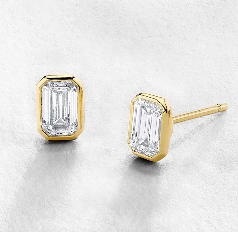 AFJ Diamond Collection - Round Diamond Stud Earrings, 18k Yellow Gold