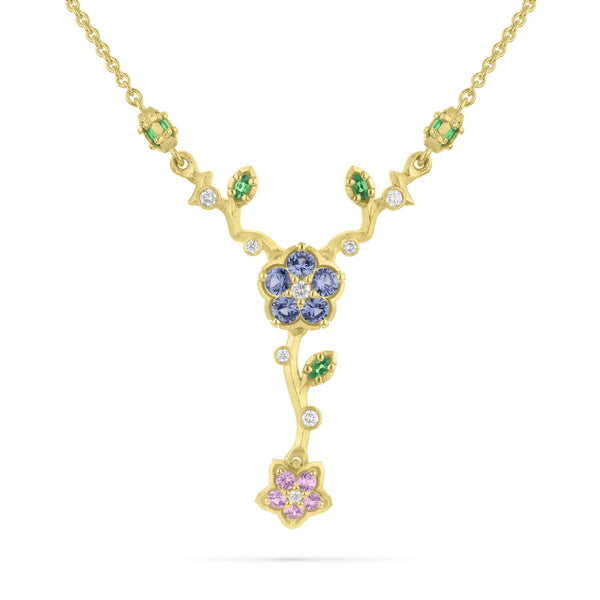 Paul Morelli  - Wild Child Lariat Multicolor Stone Necklace with Diamonds, 18k Yellow Gold