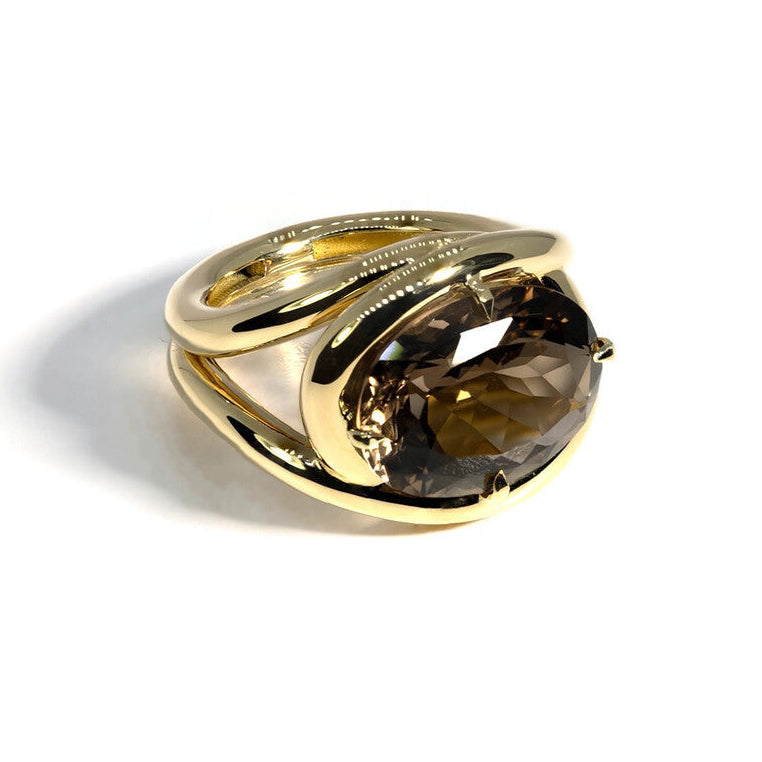 A & Furst - Aera - Cocktail Ring with Smoky Quartz, 18k Yellow