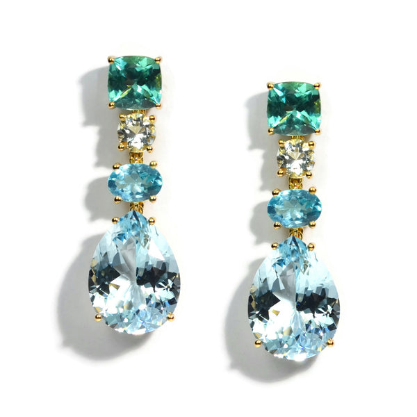 Apatite gemstone gold chandelier online earrings