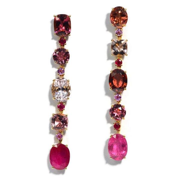 a-furst-party-mismatched-drop-earrings-rubellite-morganite-pink-tourmaline-rubies-pink-sapphires-18k-yellow-gold-O1525GTRM24R