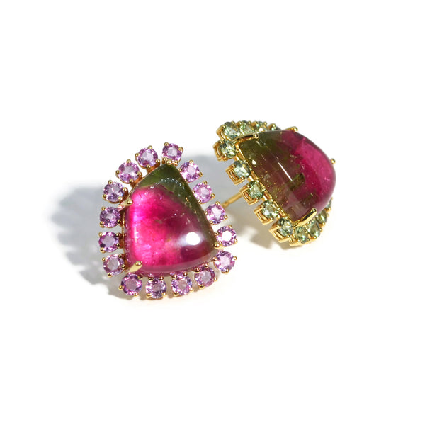 a-furst-sole-button-earrings-watermelon-tourmaline-gree-pink-sapphires-yellow-gold-O2017GTB4V4R