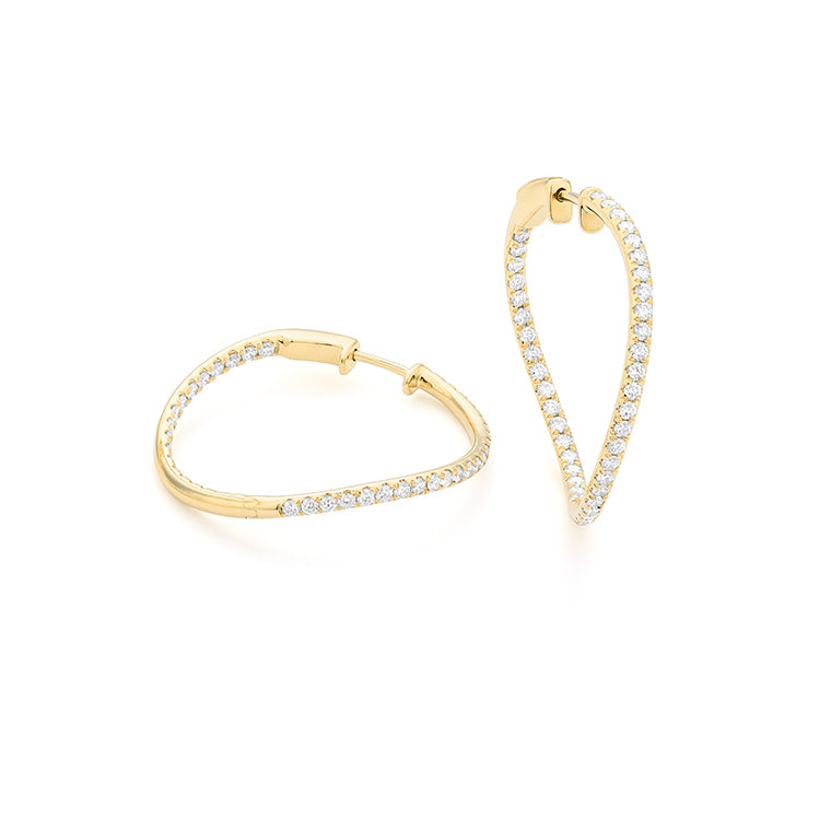 AFJ Diamond Collection - Diamond Hoop Earrings, Yellow Gold