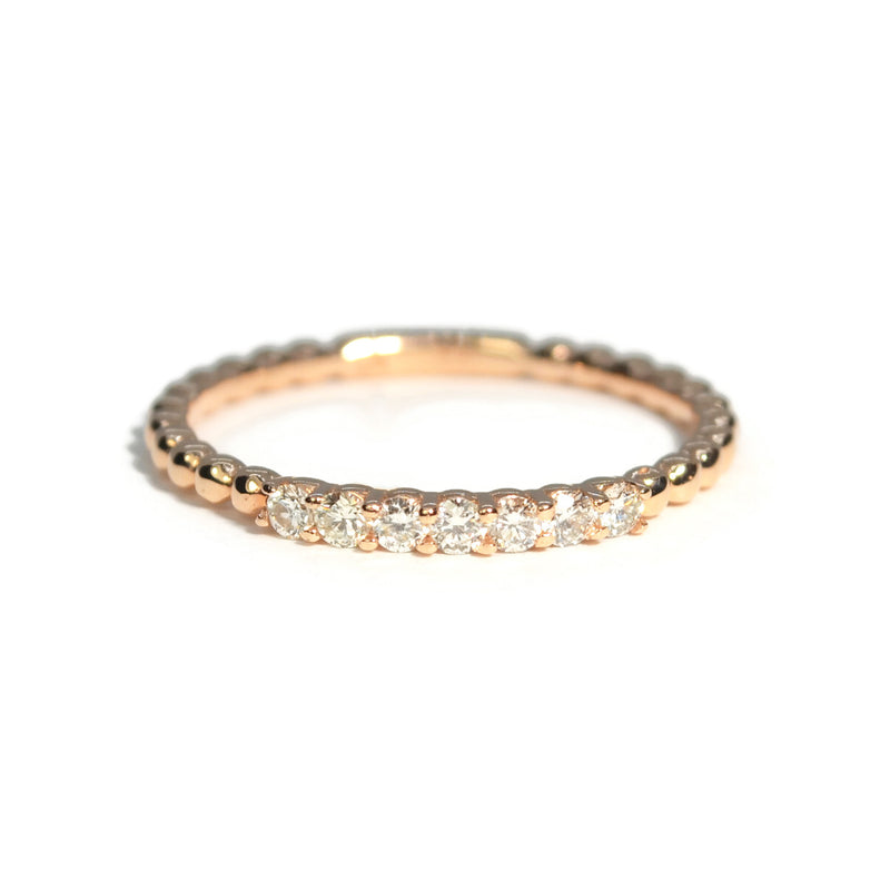 AFJ Diamond Collection - Mini Ball Band Ring with Diamonds, Rose Gold