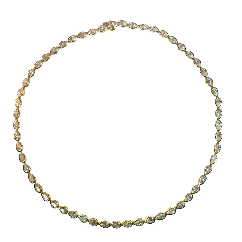 Norman Silverman - Pear Shape Diamond Tennis Necklace with 18k Yellow Gold