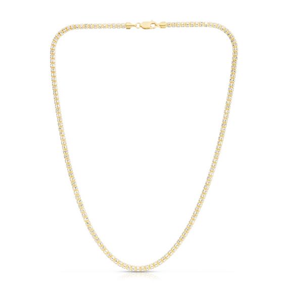 AFJ Gold Collection - Yellow and White Gold Necklace, 18" - 3.4 mm