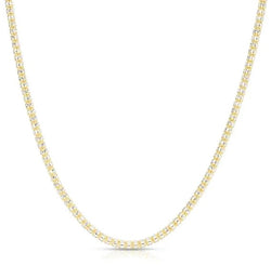 AFJ Gold Collection - Yellow and White Gold Necklace, 18" - 3.4 mm