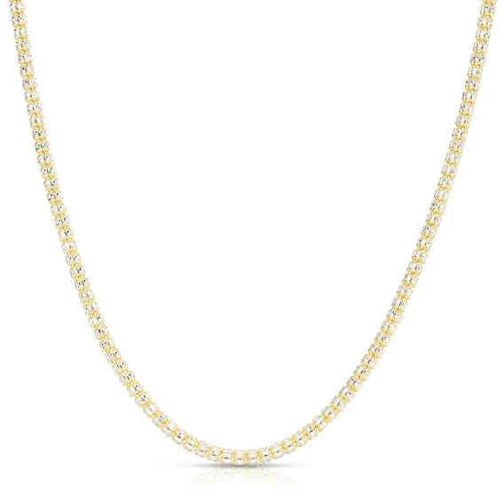 AFJ Gold Collection - Yellow and White Gold Necklace, 18" - 3.4 mm