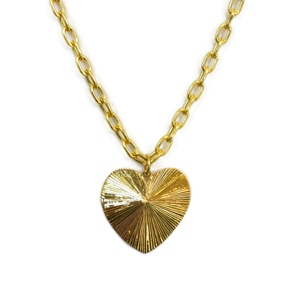 AFJ Gold Collection - Classic Edge Heart Pendant, 18k Yellow Gold