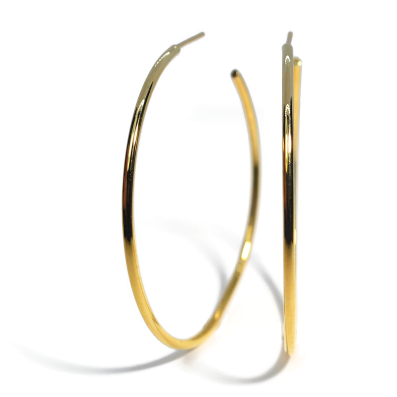 Solid Gold Oversized Thin Hoops AFJ Gold Collection Extra Large 50