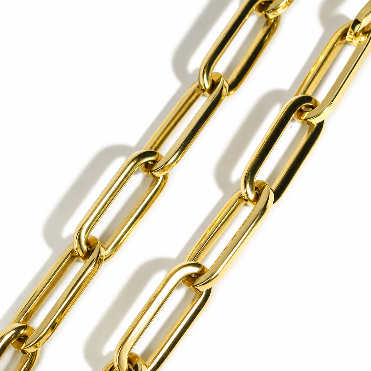 AFJ Gold Collection - Large Rectangular Paperclip Link Necklace