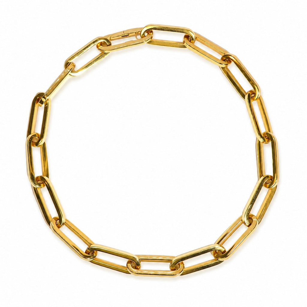 AFJ Gold Collection - Large Rectangular Paperclip Link Necklace