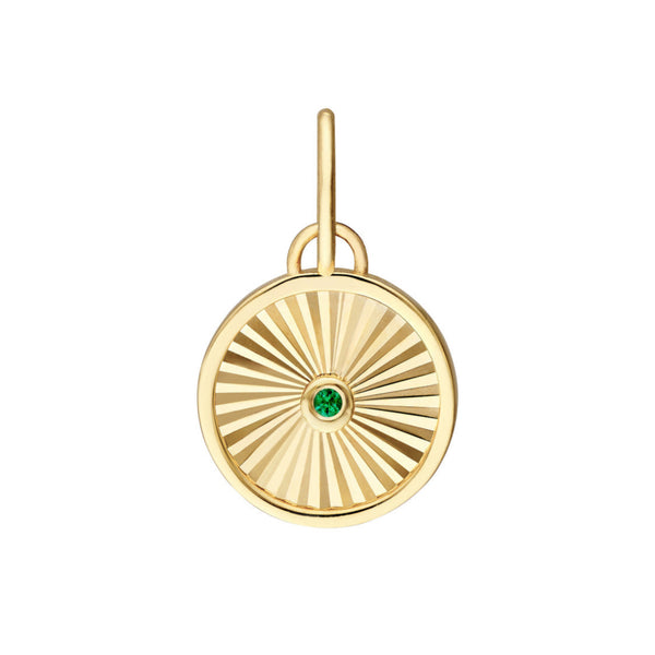 afj-gold-collection-round-fluted-disc-charm-emerald-yellow-gold-DMF044G1