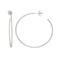 AFJ Gold Collection - Thin 40 mm Hoop Earrings, White Gold