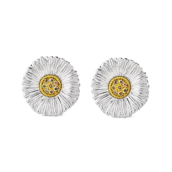 buccellati-blossoms-daisy-button-earrings-champagne-diamonds-strerling-silver-JAGEAR012313