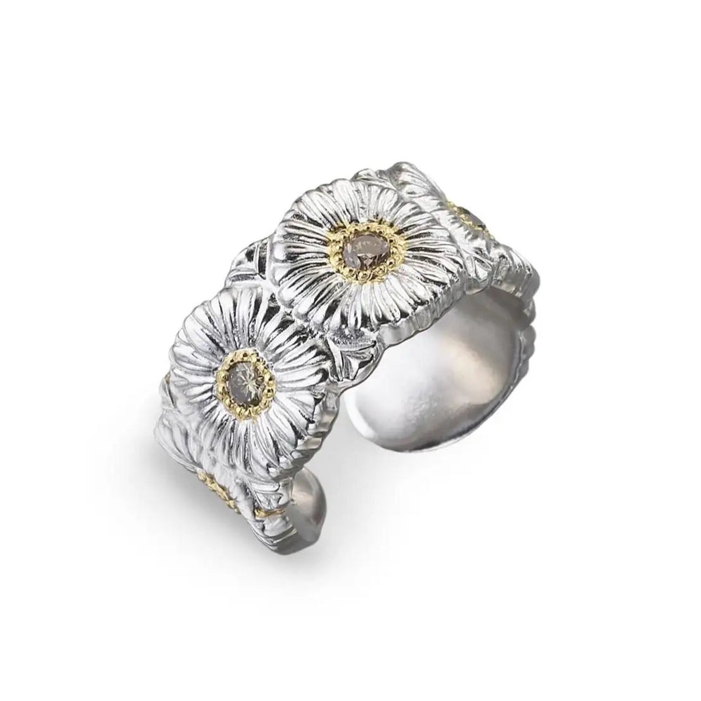 Buccellati - Blossoms Daisy - Band Ring, Sterling Silver with Gold
