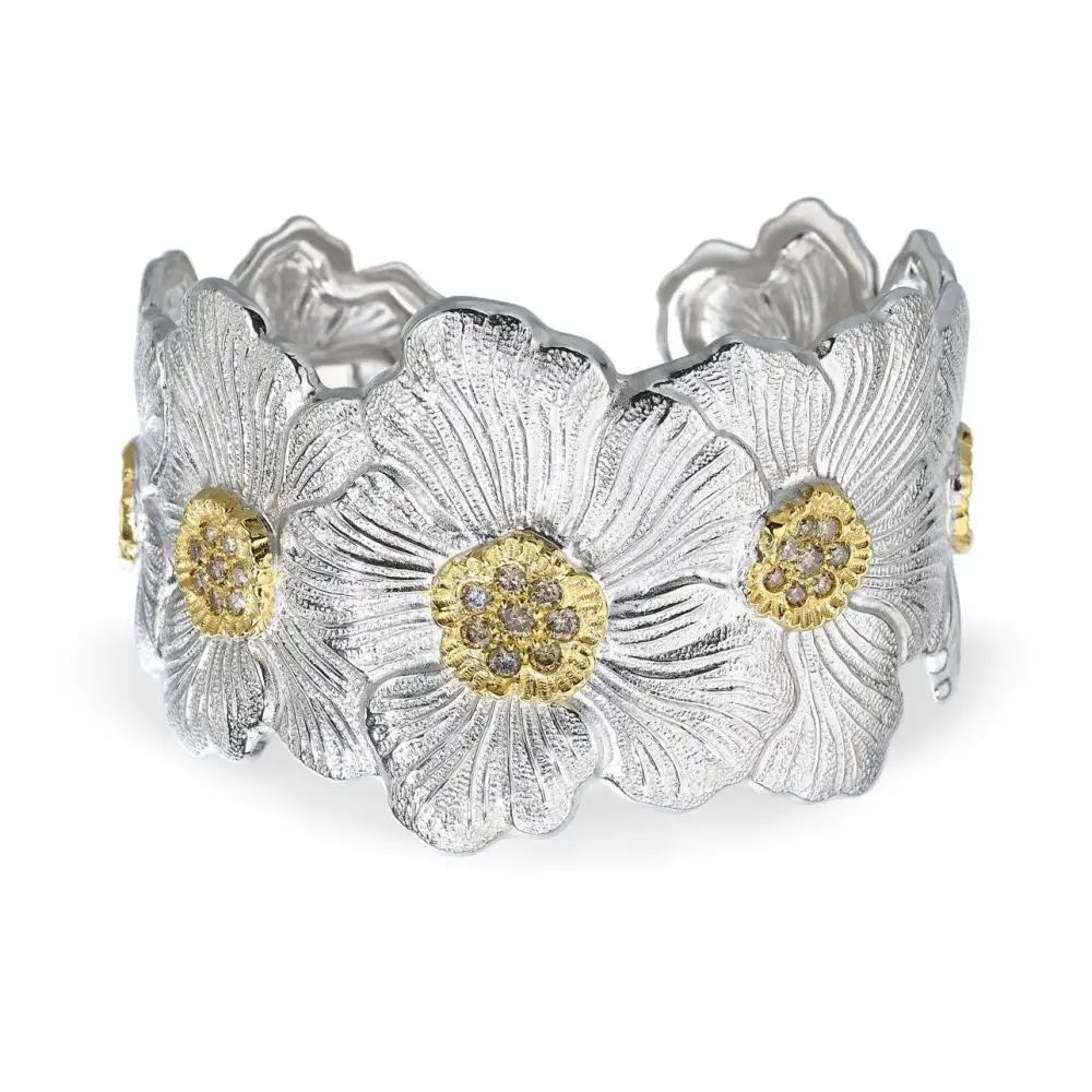 Buccellati - Blossoms Gardenia - Cuff Bracelet with Brown Diamond
