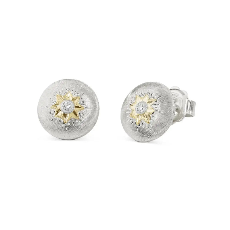 Buccellati - Macri Classica - Button Earrings with Diamonds, 18k White Gold