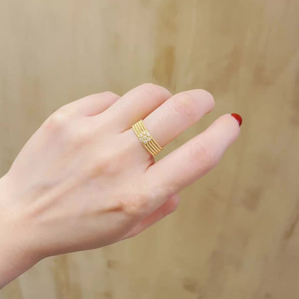 Buccellati - Hawaii - Band Ring with Diamonds, 18k Yellow Gold