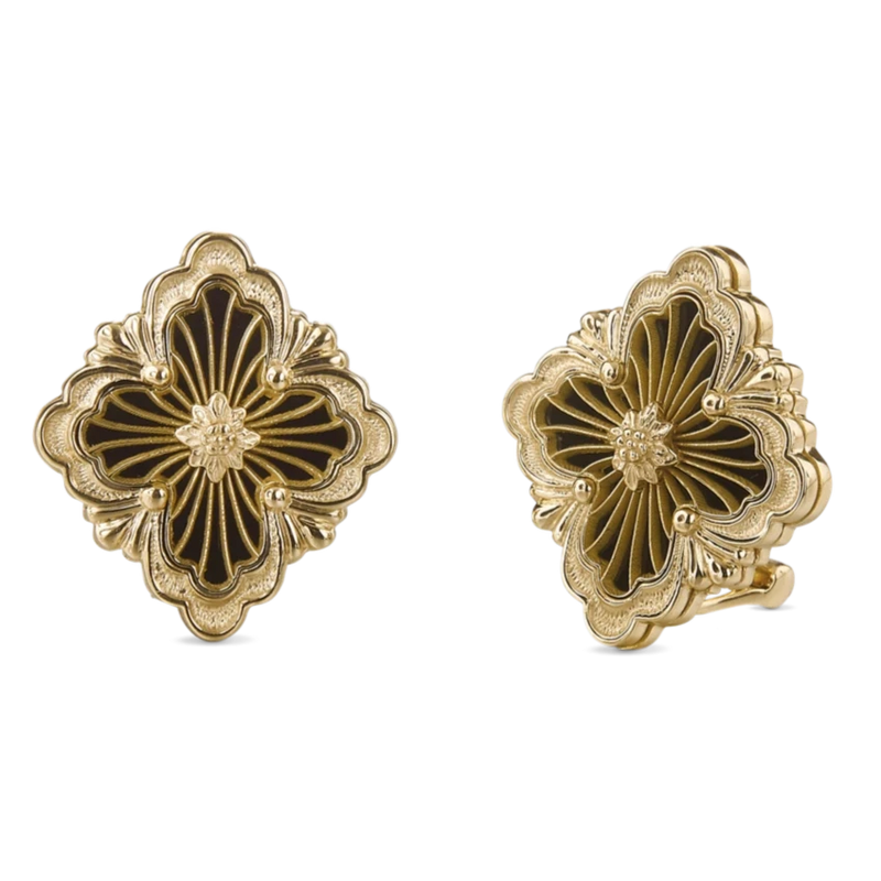 Buccellati - Opera Tulle - Button Earrings with Black Onyx, 18k Yellow Gold