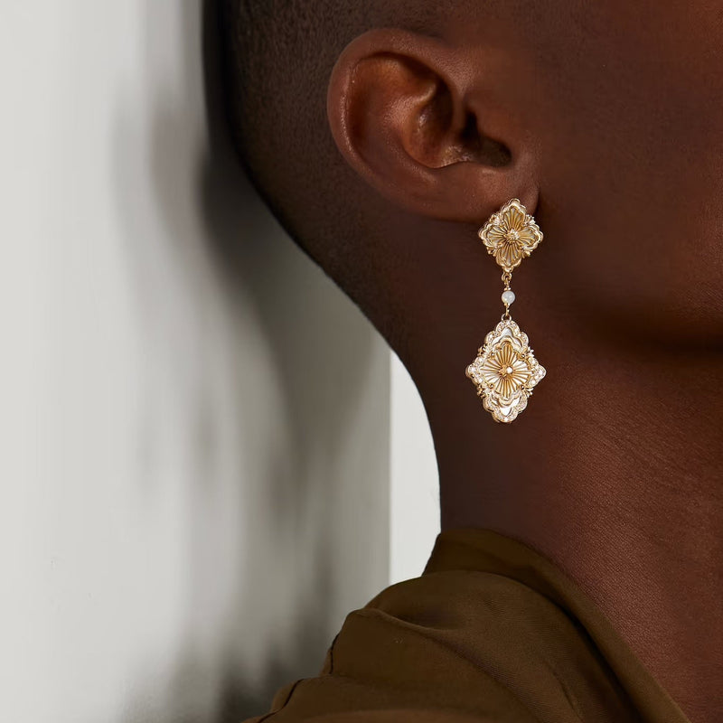 Opera Tulle Buccellati - Opera Tulle - Earrings with Diamonds and Mother of Pearl ...