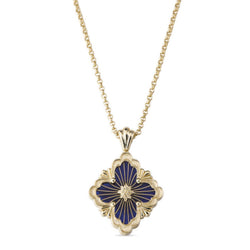 Buccellati - Opera Tulle - Pendant Necklace, 18k Yellow Gold with Cathedral Blue Enamel