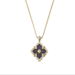 Buccellati - Opera Tulle - Pendant Necklace with Cathedral Blue Enamel, 18k Yellow Gold