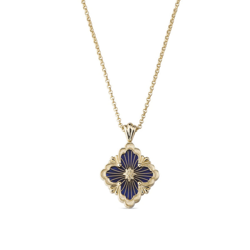 Buccellati - Opera Tulle - Pendant Necklace with Cathedral Blue Enamel, 18k Yellow Gold