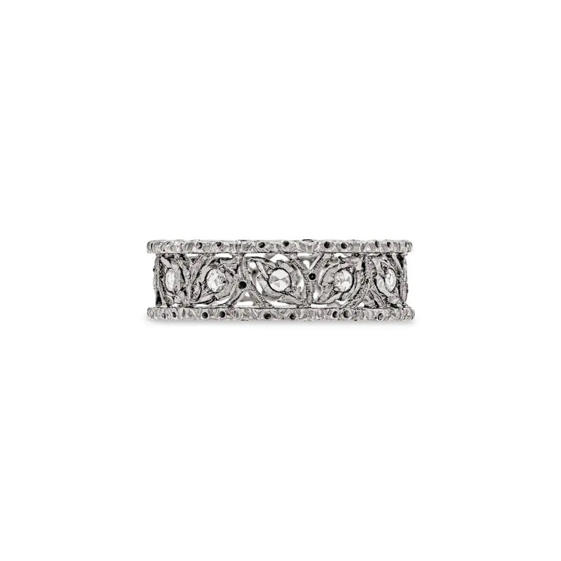 Buccellati - Ramage - Eternelle thin Band Ring with Diamonds, 18k White Gold