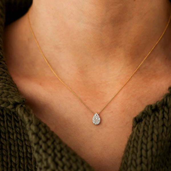 Dana Rebecca Designs - Samantha Lynn - Large Teardrop Necklace with Diamonds, Yellow Gold