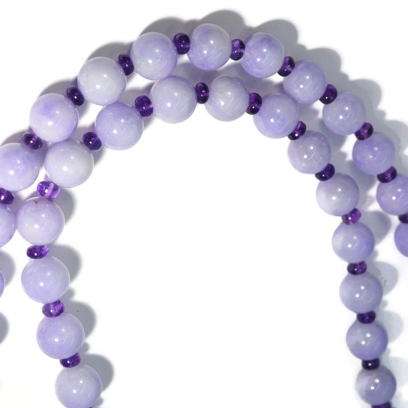 Eclat Jewels - Necklace with Lavender Jade, Amethyst and Diamonds, Platinum